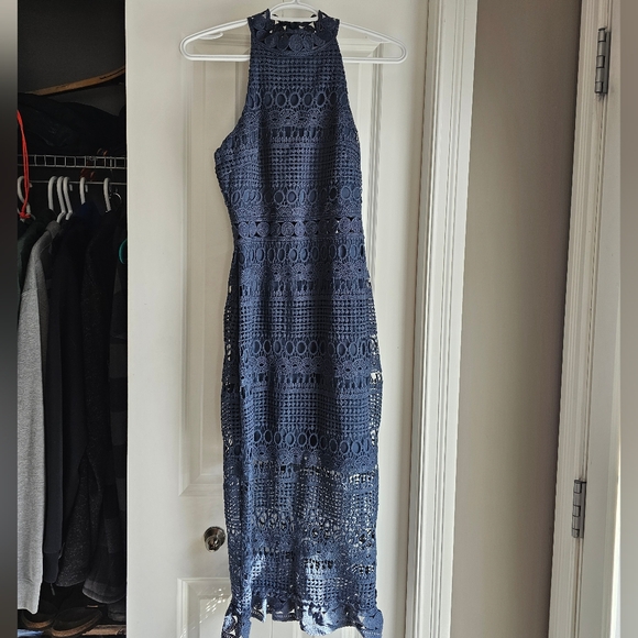 SIZE 4 RIVERS MIDI DRESS - STEEL BLUE - Picture 2 of 5